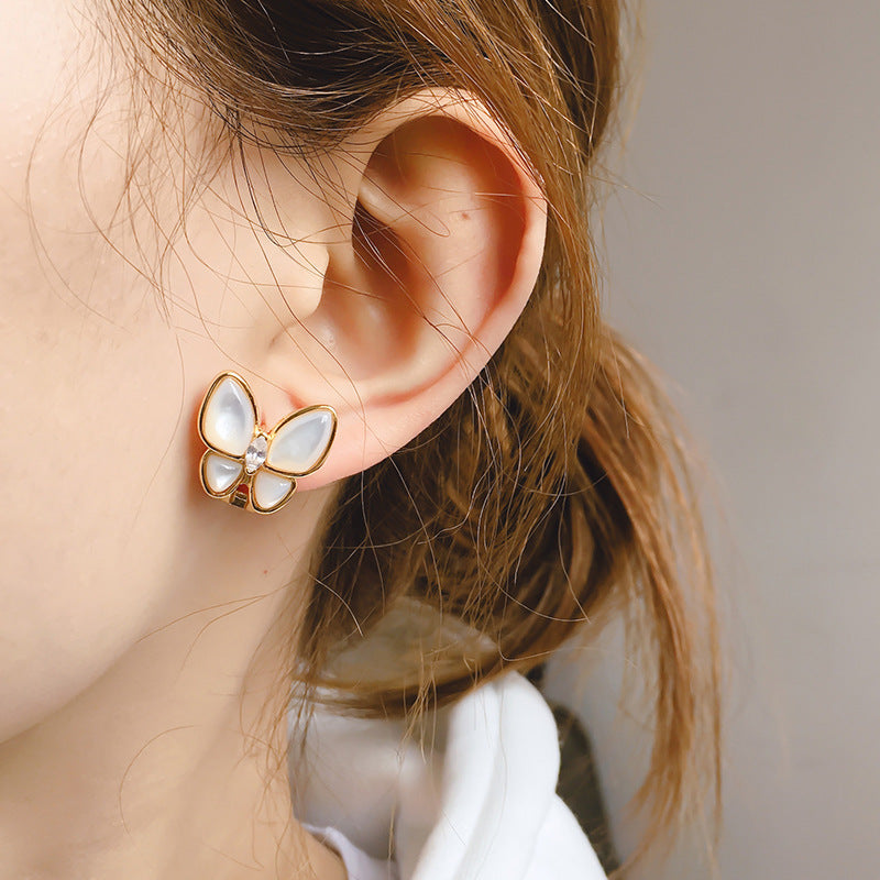 Butterfly Pearl 18K Stud Earrings - Jera Paris Jewelry