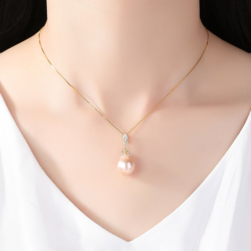Baroqu Pink Pearl Necklace - Jera Paris Jewelry